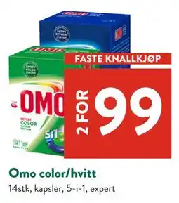 Jacobs Omo color/hvitt, NOK 99 tilbud