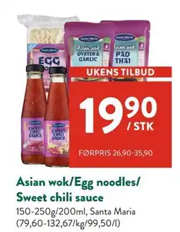 Jacobs Asian wok/Egg noodles/ Sweet chili sauce, NOK 19.9 tilbud