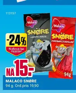 Europris MALACO SNØRE tilbud