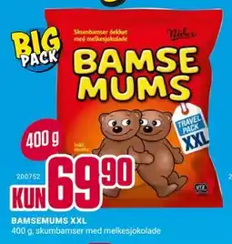 Europris BAMSEMUMS XXL, NOK 69.9 tilbud