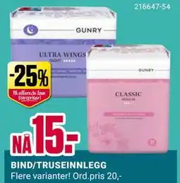 Europris BIND/TRUSEINNLEGG, NOK 15 tilbud