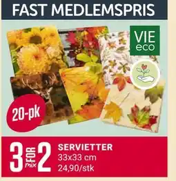 Europris SERVIETTER, NOK 24.9 tilbud