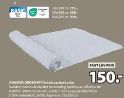 JYSK ADAMSFJORDEN BT40 madrassbeskytter tilbud