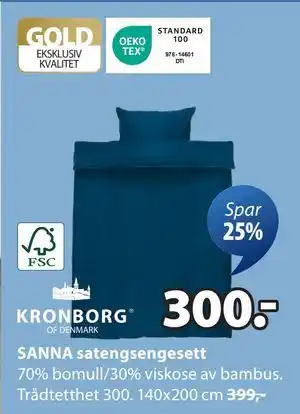 JYSK SANNA satengsengesett, NOK 300 tilbud