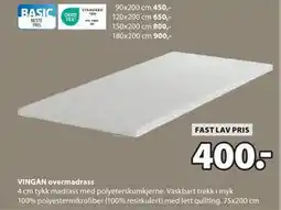 JYSK VINGAN overmadrass tilbud