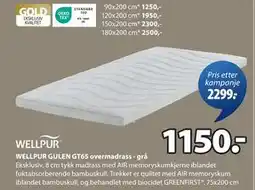 JYSK WELLPUR GULEN GT65 overmadrass - grå tilbud