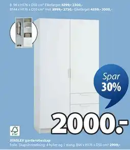 JYSK JENSLEV garderobeskap tilbud