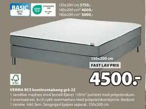 JYSK VERMA BC5 kontinentalseng grå-22, NOK 4500 tilbud