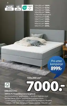 JYSK VEKSA PC75 kontinentalseng grå-23, NOK 7000 tilbud