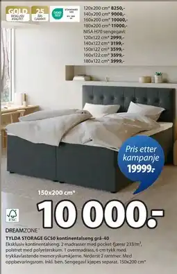 JYSK TYLDA STORAGE GC50 kontinentalseng grå-40, NOK 10000 tilbud