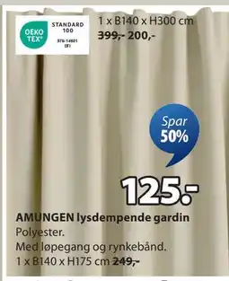 JYSK AMUNGEN lysdempende gardin tilbud