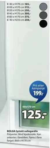 JYSK BOLGA lystett rullegardin tilbud