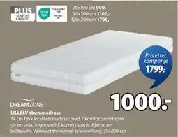 JYSK LILLELV skummadrass, NOK 1000 tilbud