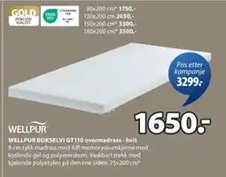 JYSK WELLPUR BOKSELVI GT110 overmadrass - hvit tilbud