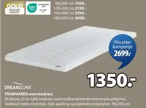 JYSK FRAMVAREN overmadrass tilbud