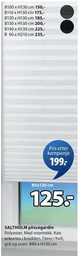 JYSK SALTHOLM plisségardin tilbud
