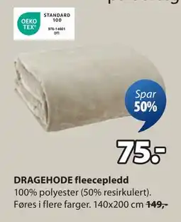 JYSK DRAGEHODE fleecepledd, NOK 75 tilbud