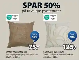 JYSK SPAR 50% på utvalgte pynteputer tilbud