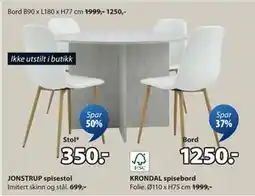 JYSK KRONDAL spisebord, NOK 1250 tilbud