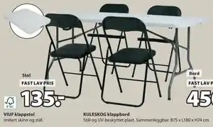 JYSK VIUF klappstol, NOK 135 tilbud
