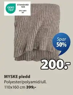 JYSK MYSKE pledd, NOK 200 tilbud