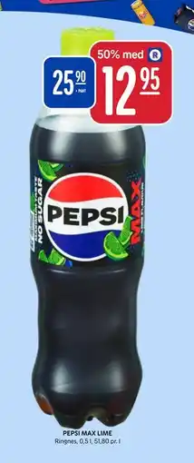 Rema 1000 PEPSI MAX LIME, NOK 25.9, App-pris tilbud