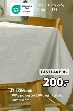 JYSK STILKEG duk, NOK 200 tilbud