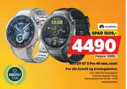POWER WATCH GT 5 Pro 46 mm, svart, NOK 4490 tilbud