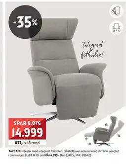Bohus TAYCAN hvilestol, NOK 14999 tilbud