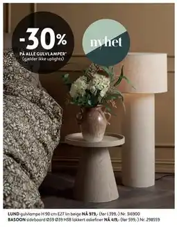 Bohus 30% PÅ ALLE GULVLAMPER tilbud