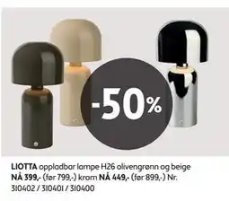 Bohus LIOTTA oppladbar lampe tilbud
