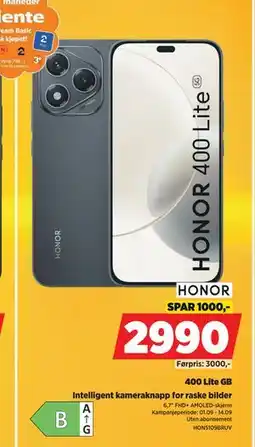 POWER Honor 400 Lite GB, NOK 2990 tilbud