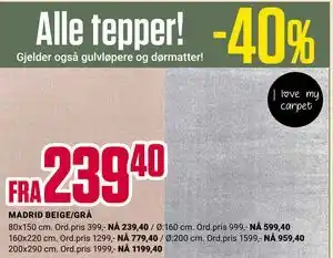 Europris MADRID BEIGE/GRÅ tilbud