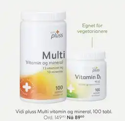 Vitusapotek Vidi pluss Multi vitamin og mineral, NOK 89.5 tilbud