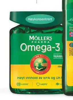 Vitusapotek Möller's Pharma Omega-3 høykonsentrert, NOK 173.5 tilbud
