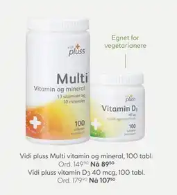 Vitusapotek Vidi pluss vitamin D3 40 mcg, NOK 107.5 tilbud