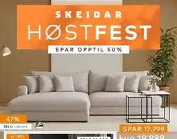 Skeidar Rossi Lux 2-seter med XL sjeselong, NOK 19999 tilbud