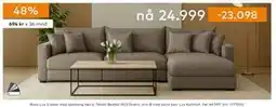 Skeidar Rossi Lux 3-seter med sjeselong høyre, NOK 24999 tilbud