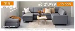 Skeidar Square U-sofa rette vanger 12 cm, NOK 21999 tilbud
