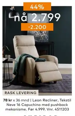 Skeidar Leon Recliner, NOK 2799 tilbud