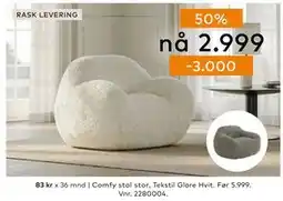 Skeidar Comfy stol stor, NOK 2999 tilbud