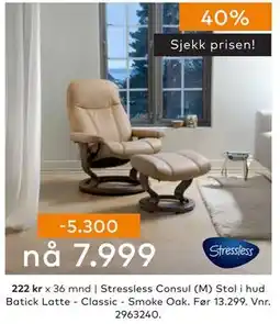 Skeidar Stressless Consul (M) Stol, NOK 7999 tilbud