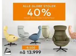 Skeidar ALLE GLOBE STOLER tilbud