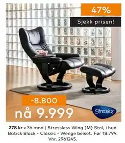 Skeidar Stressless Wing (M) Stol, NOK 9999 tilbud