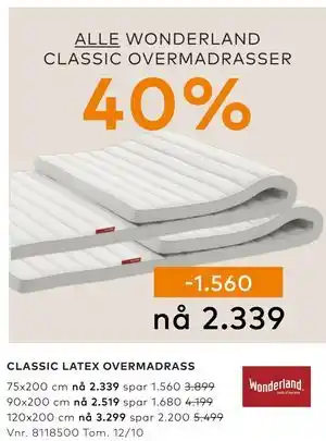 Skeidar CLASSIC LATEX OVERMADRASS tilbud