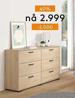Skeidar Sofia kommode 3-3 skuffer, NOK 2999 tilbud