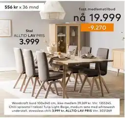 Skeidar Woodcraft bord, NOK 29269, Medlemspris tilbud