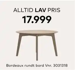 Skeidar Bordeaux rundt bord, NOK 17999 tilbud