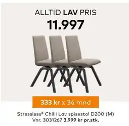 Skeidar Stressless Chilli Lav spisestol, NOK 11997 tilbud