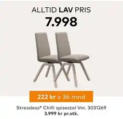 Skeidar Stressless Chilli spisestol Vnr. 3031269, NOK 3999 tilbud